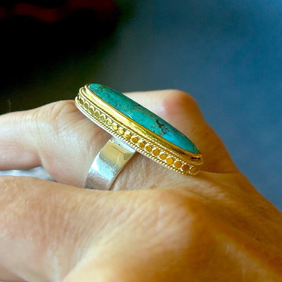 New Skinny Turquoise Cocktail Ring - Picture 1 of 5